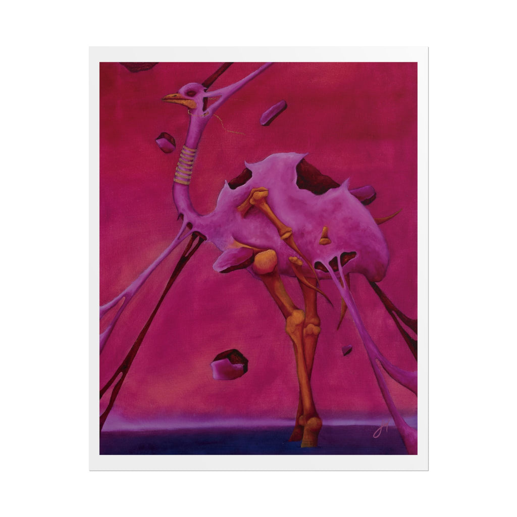Poster de óleo original ave rosa