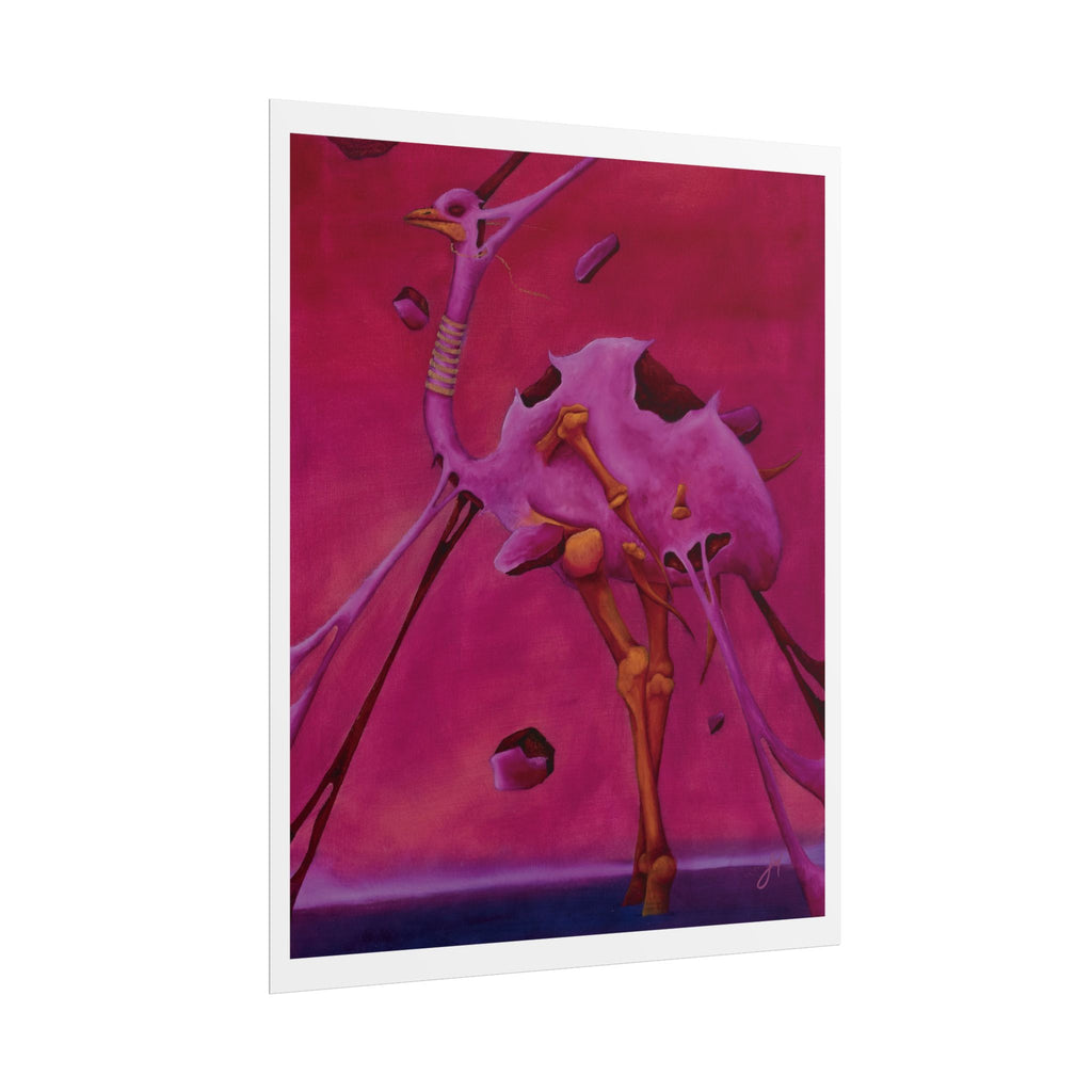 Poster de óleo original ave rosa